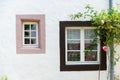 Windows at an old house in Kronenburg, Eifel, Germany Royalty Free Stock Photo