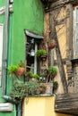 Windows of old houses in center of Strasbourg