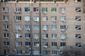 windows old multi-unit house with air conditioning Royalty Free Stock Photo