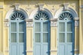 Windows old town with Building Sino Portuguese architecture at Phuket Old Town area Phuket, Thailand Royalty Free Stock Photo