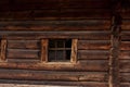 Windows of old wooden village houses made of logs Royalty Free Stock Photo