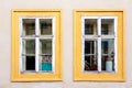 Colorful window frames, Prague, Czech Republic