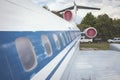 Passenger aircraft windows. View from outside. Royalty Free Stock Photo