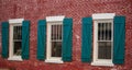 Windows on the Red  Brick Wall Royalty Free Stock Photo