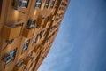 Windows of a residential high-rise building.