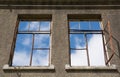 Windows in a roofless old house