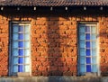 Windows of rural stone house Royalty Free Stock Photo