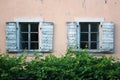 Old windows in Budva, Montenegro Royalty Free Stock Photo