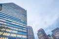 Windows of skyscraper business office buildings, Corporate building in Tokyo City, Japan. Royalty Free Stock Photo