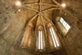 Windows and stone ceiling inside the ancient Gothic building of old church Royalty Free Stock Photo