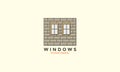 Windows with stone wall vintage logo vector icon design illustration Royalty Free Stock Photo
