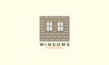 Windows with stone wall vintage logo vector icon design illustration Royalty Free Stock Photo