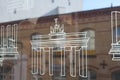 The windows of the subway in Berlin bear the design of the Brandenburg Gate Royalty Free Stock Photo
