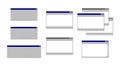 Windows system message templates. Retro 90s PC interface. Vector set of error message, blank window, notepad. Collection of empty