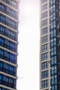 Windows of a tall modern building closeup