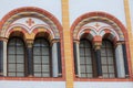 Closeup photo with the two windows seen in Trier, Germany