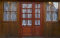 Windows and typical Romanian curtains Botiza Romania