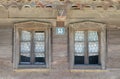 Windows on typical wooden house in the village Krapje, Lonjsko Polje Nature park, Croatia Royalty Free Stock Photo