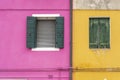 Windows of Venice, Murano and Burano. Picturesque windows with shutters on the famous island Burano. Decorated window on colorful Royalty Free Stock Photo