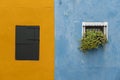 Windows of Venice, Murano and Burano. Picturesque windows with shutters on the famous island Burano. Decorated window on colorful Royalty Free Stock Photo