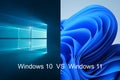 Windows 11 versus Windows 10. A new operating system update from Microsoft. Royalty Free Stock Photo