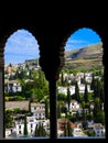 Windows view of Granada, Alhambra Palace Royalty Free Stock Photo