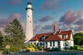 The Windpoint Lighthouse on Lake Michigan near Racine, Wisconsin