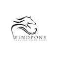 Windpony logo, with curl hair horse pony vector Royalty Free Stock Photo
