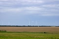 Windpower and agriculture. Wind turbines for electricity generation.