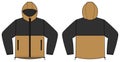 Windproof hooded jacket parka vector illustration / black & brown