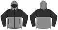Windproof hooded jacket parka vector illustration / black & gray