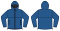 Windproof hooded jacket parka vector illustration / blue