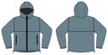 Windproof hooded jacket parka vector illustration / gray