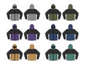 Windproof hooded jacket parka vector illustration set