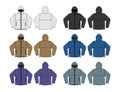 Windproof hooded jacket parka vector illustration set