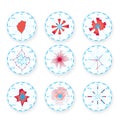 Windrose chart set, compass rose with light background