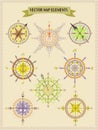 Windrose and Compass vector set for Map builder and cartography vector illustrations