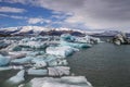 Winds push ice burgs at Jokulsarlon Glacier Lagoon in Iceland Royalty Free Stock Photo