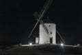 hilltop enjoying the peaceful twilight moment, Consuegra, Spain Royalty Free Stock Photo