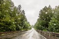 Windscreen view of wet road