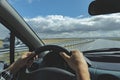 Windscreen view of nature, road, sky