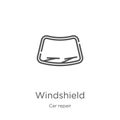 windshield icon vector from car repair collection. Thin line windshield outline icon vector illustration. Outline, thin line