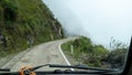 Windshield view on road PE-8B on the northern Peruvian Andes.