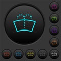 Windshield washer dark push buttons with color icons