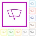 Windshield wiper flat framed icons Royalty Free Stock Photo