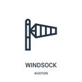 windsock icon vector from aviation collection. Thin line windsock outline icon vector illustration. Linear symbol for use on web