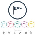 Windsock indicator solid flat color icons in round outlines Royalty Free Stock Photo