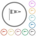 Windsock indicator solid flat icons with outlines Royalty Free Stock Photo