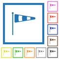 Windsock indicator solid flat framed icons Royalty Free Stock Photo