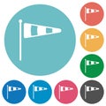 Windsock indicator solid flat round icons Royalty Free Stock Photo